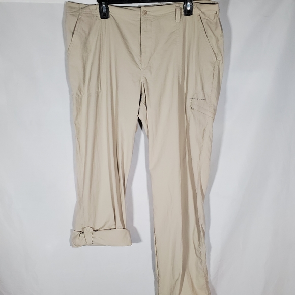 COLUMBIA PFG OMNI-SHADE KHAKI HIKING PANTS CONVERTIBLE SHORTS - Picture 2 of 9